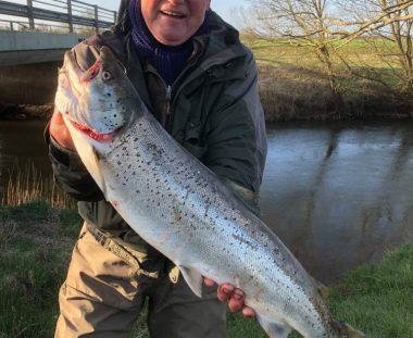 Arling Feddersen fangede denne flotte havørred 78 cm 5,8 kg i Ribe å