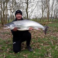 Årets største laks 2018 Preben Nielsen. Laks på 105 cm 12.5 kg